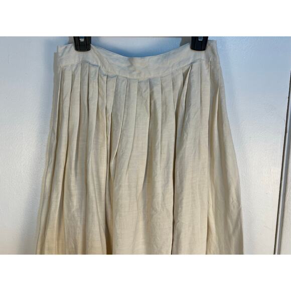 VTG Linen Battenburg Lace Skirt Suit XS Cream Embroidered Floral Lace Boho Flaws - Picture 8 of 14